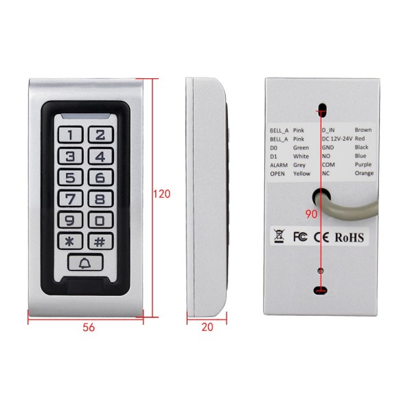 ‎S601EM-W Crystal Button Code-Tastatur und 125 KHZ Remote-Kartenleser für Outdoor-Bedingungen‎