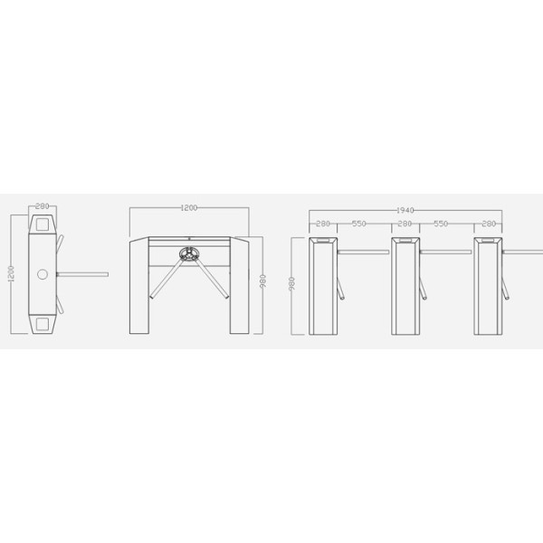 Elektromechanisches Drehkreuz D-FORCE INOX ST 6000 aus Edelstahl, für den Außenbereich