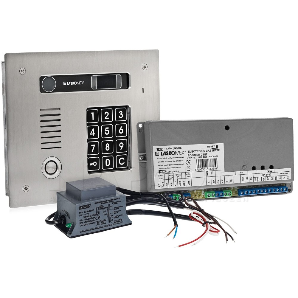 CD-3113TP INOX Laskomex network door phone kit with TM reader, stainless steel