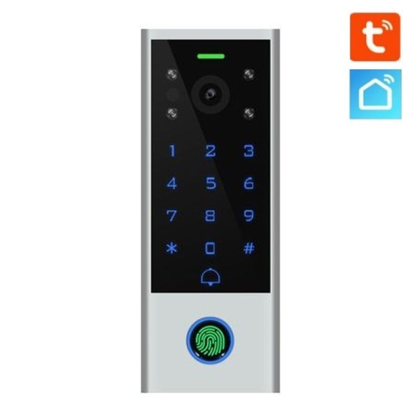 DI-VC3F Tuya WiFi intercom, touch code keypad, fingerprint and RFID 125KHz remote card reader