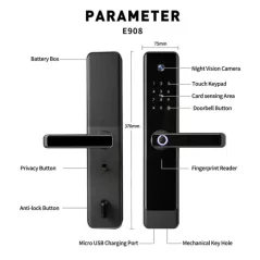 Cerradura de puerta inteligente DIGI E908 TUYA, Bluetooth