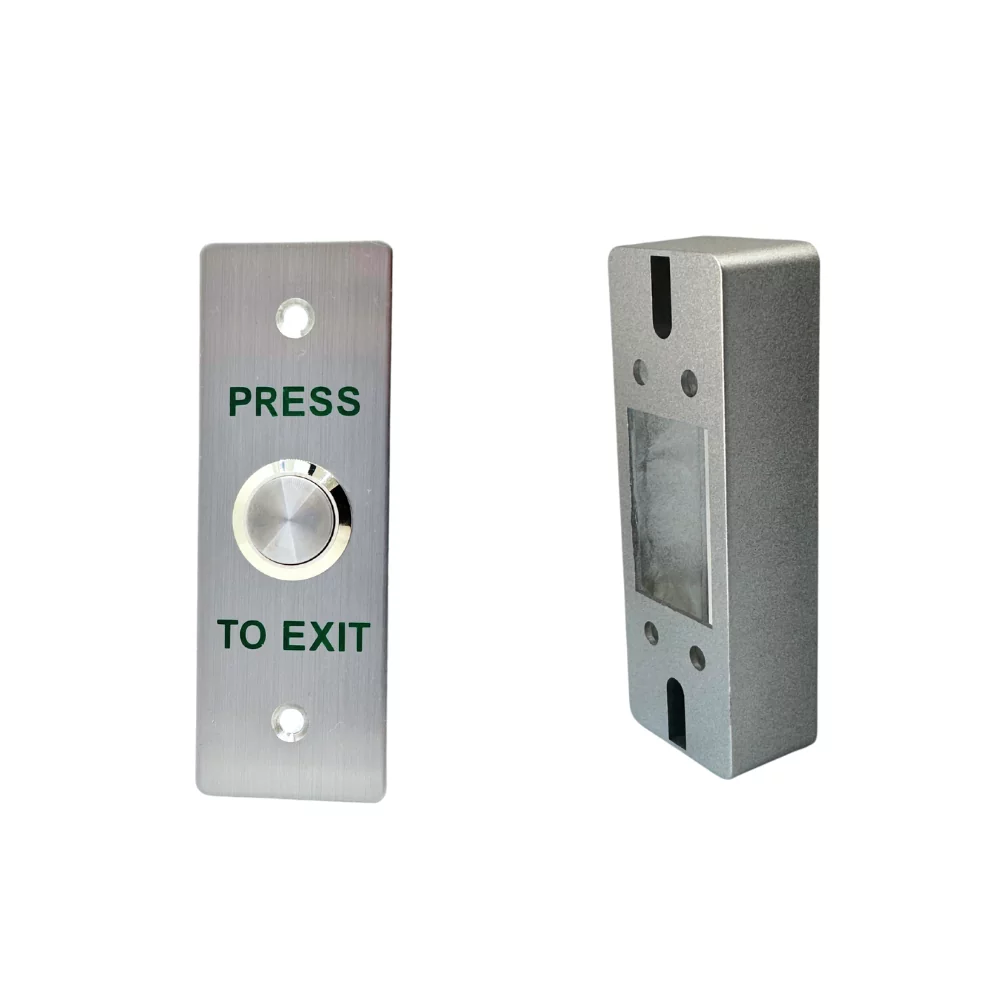 Komplektas PB25 išėjimo mygtukas lauko sąlygoms be pašvietimo+Box PB25 virštinkinio montavimo dėžute prie PB25 mygtuko