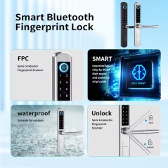 Inteligentny zamek DIGI A210 TTLock (srebrny) z zamkiem 3585 Bluetooth, do różnych typów drzwi
