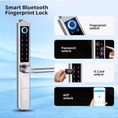 Intelligentes Türschloss DIGI A210 TTLock (Silber) Bluetooth, für verschiedene Arten von Türen, Außenbedingungen, funktioniert m