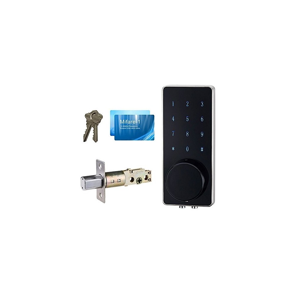 DIGI-S100MF NC lock with coded keypad and MIFARE 13.56 MHZ card reader, handleless