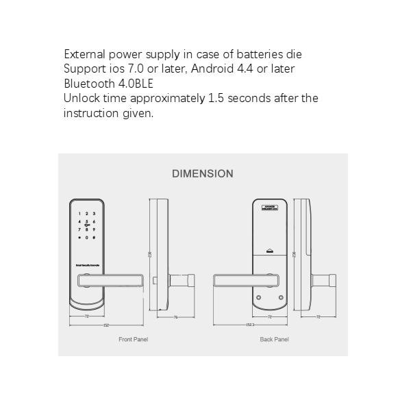 Smart door lock DIGI A1 (A230) LoRa Bluetooth, for various types of doors, works with LoRa controller
