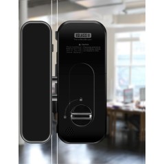 IGLASS II-B biometrinė spyna stiklinėms berėmėms durims, kortelių ir pirštų atspaudų skaitytuvas