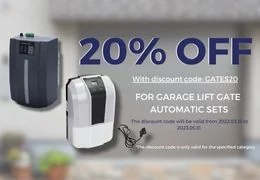 20% nuolaidos kodas garažo pakeliamų vartų automatikų komplektams